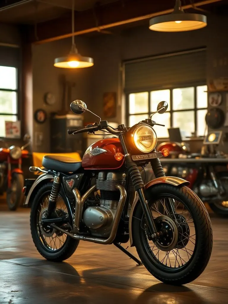 Royal Enfield motorcycle at GMW Royal Enfield garage